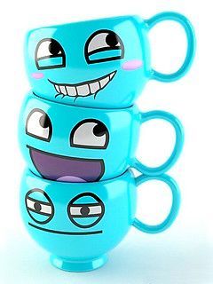 Tazas Azules Divertidas con Caras