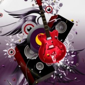 Arte de Guitarra y Altavoces Vibrantes