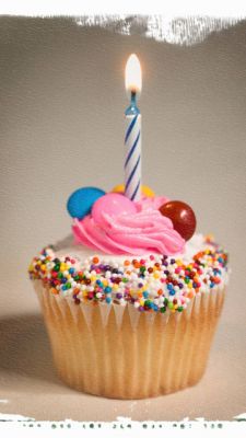 Cupcake Colorido con Vela