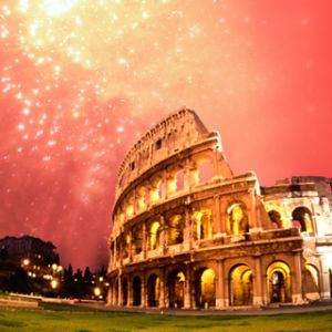 Celebración de Fuegos Artificiales en el Coliseo
