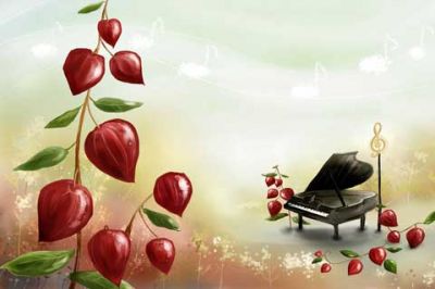 Piano Musical con Elementos Naturales