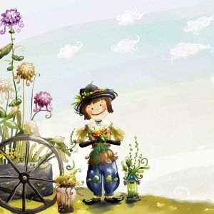 Encantador Espantapájaros con Flores