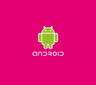 Logo de Android en Fondo Rosa