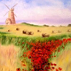 Molino de Viento en Campo de Amapolas