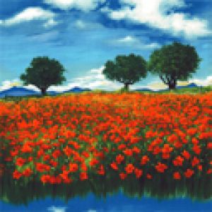 Paisaje de Amapolas Vibrantes