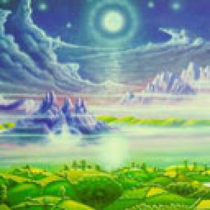 Paisaje de ensueño con luz de luna