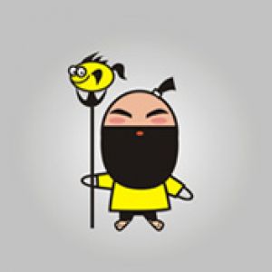 Personaje de Caricatura Divertido con Pez