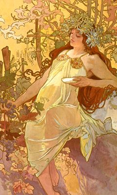 Mujer Art Nouveau con Uvas