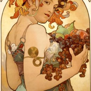 Mujer Art Nouveau con Frutas
