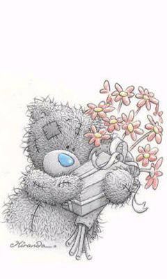 Teddy Bear Adorable con Flores