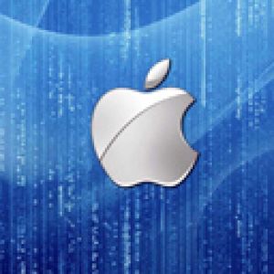 Logo de Apple en Fondo Azul