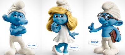 Personajes de los Pitufos: Gruñón, Pitufina, Filósofo