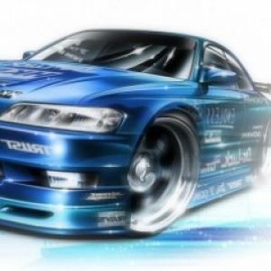 Ilustración de Coche de Carreras Azul