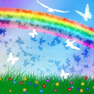 Arcoíris Colorido y Mariposas
