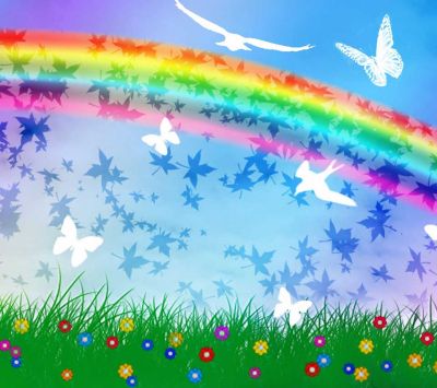 Arcoíris Colorido y Mariposas
