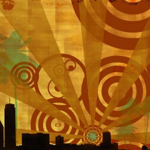 Diseño Abstracto Vibrante con Rayos de Sol