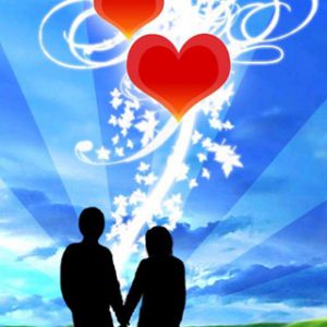 Pareja Romántica con Corazones