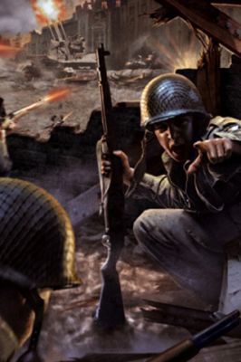 Soldados en escena de batalla