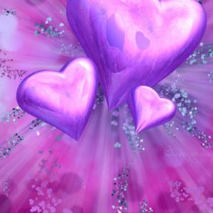 Corazones Morados en Fondo Rosa