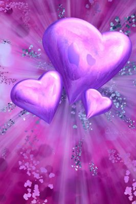 Corazones Morados en Fondo Rosa