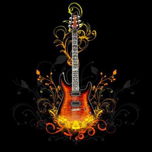 Guitarra Eléctrica con Diseño Floral