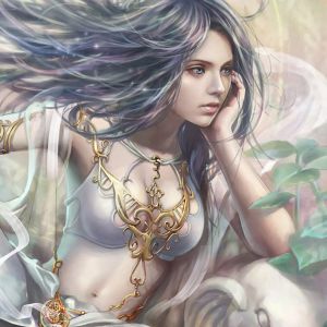 Chica de Arte Fantástico con Cabello Fluyente