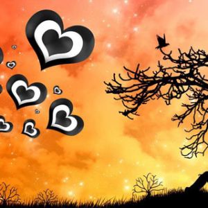Silhouette Romántica con Corazones