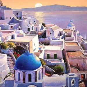 Vista de Santorini al Atardecer
