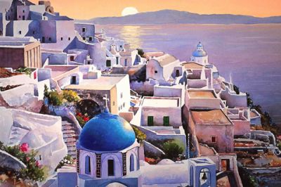 Vista de Santorini al Atardecer