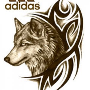 Arte Tribal de Lobo con Logo de Adidas