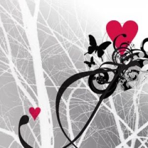 Diseño de corazón y mariposa
