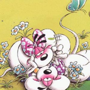 Ratones de Dibujos Animados con Flores