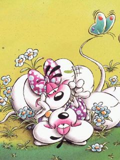 Ratones de Dibujos Animados con Flores