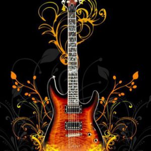 Guitarra Eléctrica con Diseño Floral