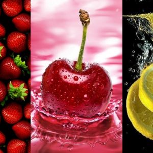 Frutas Frescas: Fresas, Cereza, Limón