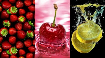 Frutas Frescas: Fresas, Cereza, Limón