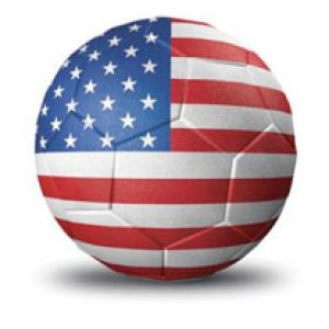 Balón de fútbol con bandera americana