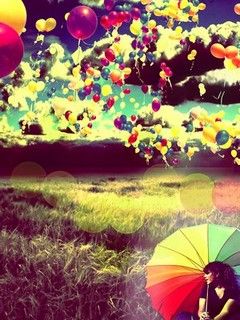 Globos Coloridos y Paraguas