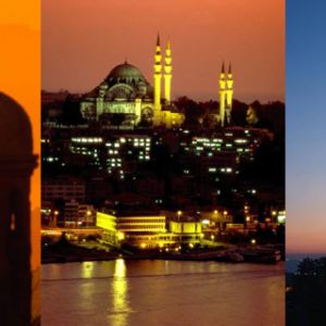Siluetas de Estambul al Atardecer