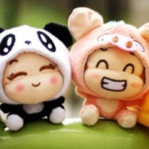 Personajes Lindos de Panda y Cerdo
