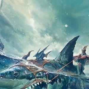 Jinete de tiburón de fantasía
