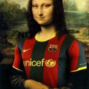 Mona Lisa con camiseta del Barcelona