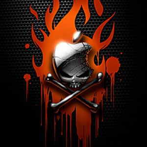 Diseño de calavera y logo de Apple