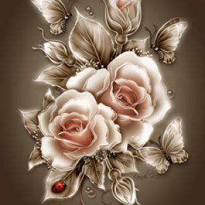 Rosas y Mariposas Elegantes