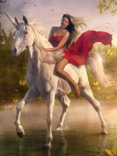 Fantasía de Unicornio con Mujer