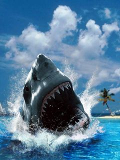 Tiburón majestuoso saltando a la superficie