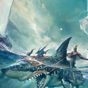 Arte Épico de Fantasía con Tiburón