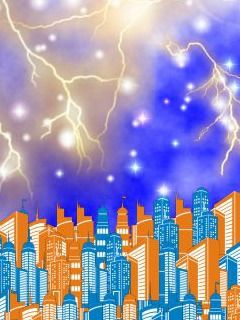 Horizonte Urbano con Rayos