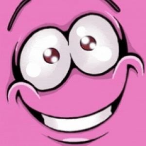 Cara de Caricatura Rosa Feliz
