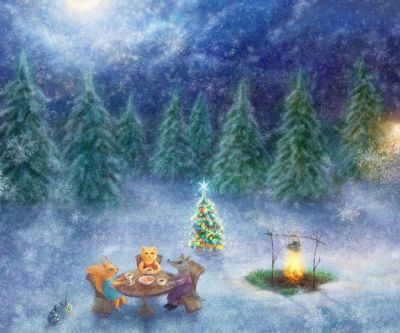 Animales de Invierno Celebrando la Navidad